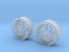 1 Inch Flame Skull Plugs in Clear Ultra Fine Detail Plastic