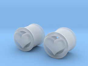 Heart 12mm (1/2 inch) plugs/tunnels in Clear Ultra Fine Detail Plastic