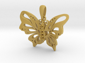 Butterfly Pendant in Tan Fine Detail Plastic
