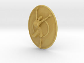 Joyful Dancer Small Pendant with circle background in Tan Fine Detail Plastic