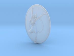 Joyful Dancer Small Pendant with circle background in Clear Ultra Fine Detail Plastic