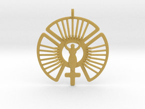 SOLAR FEMININE Venus Jewelry Symbol Necklace. in Tan Fine Detail Plastic