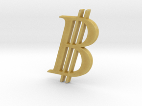 Bitcoin Logo 3D 50mm in Tan Fine Detail Plastic