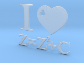I Love Mandelbrot Z=Z^2+C 3D in Clear Ultra Fine Detail Plastic