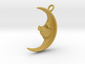 Pig in the Moon Pendant in Tan Fine Detail Plastic