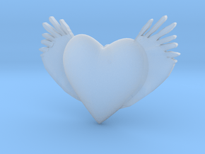 Joyful Heart With Wings Pendant  in Clear Ultra Fine Detail Plastic