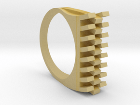 Tri-Fold Edge Ring - US Ring Size 07 in Tan Fine Detail Plastic