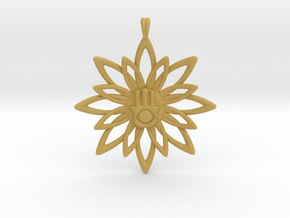 Blooming Hamsa Hand Flower Jewelry Pendant in Tan Fine Detail Plastic