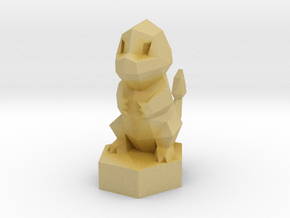 Low-poly Charmander On Stand in Tan Fine Detail Plastic