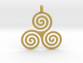 TRIPLE SPIRAL Symbolic Jewelry Pendant in Tan Fine Detail Plastic