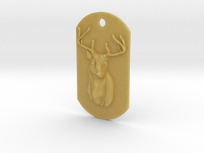 Dog Tag Deer Head in Tan Fine Detail Plastic