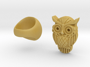 Owl Ring in Tan Fine Detail Plastic