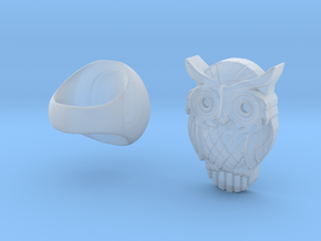 Owl Ring in Clear Ultra Fine Detail Plastic
