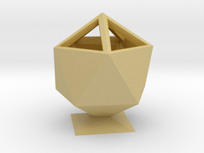 Icosahedron Pencil Cup in Tan Fine Detail Plastic