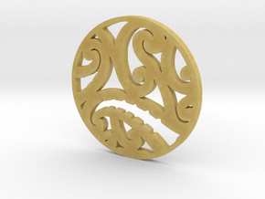 Maori koru tribal pendant design in Tan Fine Detail Plastic