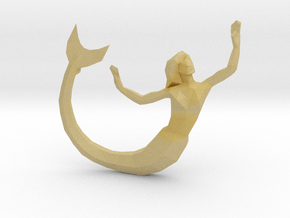 Low Poly Mermaid Pendant in Tan Fine Detail Plastic