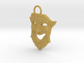 Laughing Greek Mask Pendant 1.5inches in Tan Fine Detail Plastic