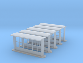 5 Old Style Dutch Concrete Bus-stops (n-scale) in Clear Ultra Fine Detail Plastic