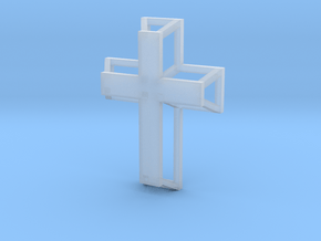 3D Framed Cross Pendant in Clear Ultra Fine Detail Plastic
