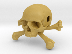 35mm 1.4in Bead Skull & Bones Pendant Crane in Tan Fine Detail Plastic