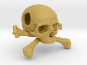 25mm 1in Bead Skull & Bones Pendant Crane in Tan Fine Detail Plastic