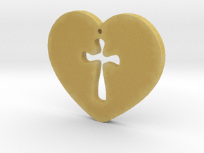 Cross Heart Pendant in Tan Fine Detail Plastic