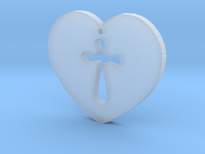 Cross Heart Pendant in Clear Ultra Fine Detail Plastic