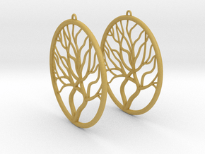 Tree Big Hoop Earrings 60mm in Tan Fine Detail Plastic
