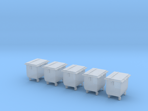 5 Container Bins (1:160) in Clear Ultra Fine Detail Plastic