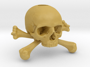 35mm 1.4in Keychain Skull & Bones Bead in Tan Fine Detail Plastic