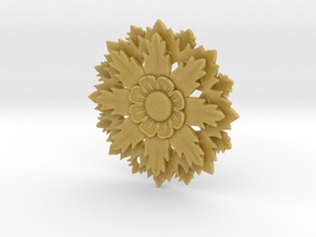 Flower Pendant With Hole in Tan Fine Detail Plastic