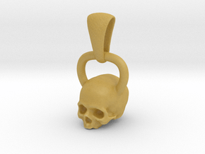 Kettlebell Skull Pendant .75 Scale With Bail in Tan Fine Detail Plastic