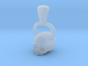 Kettlebell Skull Pendant .75 Scale With Bail in Clear Ultra Fine Detail Plastic