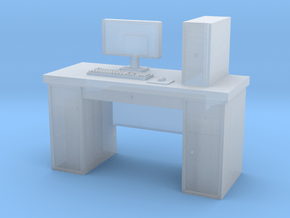  HO scale PC with desk in Clear Ultra Fine Detail Plastic
