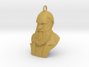 Charles Darwin 1" Bust, Pendant, Ear Ring, Charm,  in Tan Fine Detail Plastic