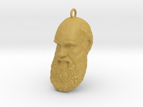 Charles Darwin 1" Head, Pendant, Ear Ring, Charm,  in Tan Fine Detail Plastic