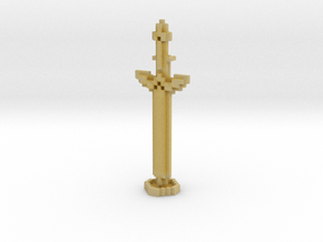 Pixel Art Sword And Stand in Tan Fine Detail Plastic