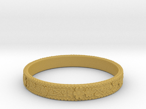 3D Printed Flower Ring in Tan Fine Detail Plastic