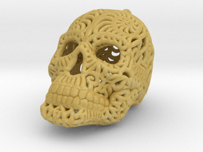 Filigree Sugar Skull Pendant 1 in Tan Fine Detail Plastic
