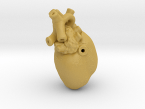 3D-Printed Anatomical Heart Pendant in Tan Fine Detail Plastic