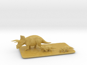 Triceratops family small in Tan Fine Detail Plastic