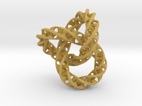 Fused  Interlocked Mobius Infinity Knot Smaller in Tan Fine Detail Plastic