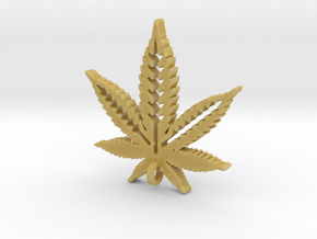 Marijuana Pendant in Tan Fine Detail Plastic