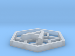 Hexagone with A / Hexagone avec un A en relief in Clear Ultra Fine Detail Plastic