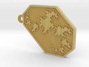 Dragon Curve Keychain/Pendant in Tan Fine Detail Plastic