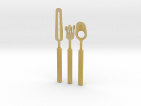 Knife Fork Spoon Set - Innovation vs. Utiltiy in Tan Fine Detail Plastic