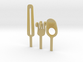 Knife Fork Spoon Head Set - Innovation vs. Utility in Tan Fine Detail Plastic