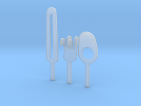 Knife Fork Spoon Head Set - Innovation vs. Utility in Clear Ultra Fine Detail Plastic
