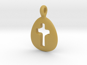 Empty Cross pendant in Tan Fine Detail Plastic