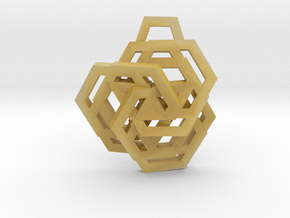 Triple Hexagon Pendant in Tan Fine Detail Plastic